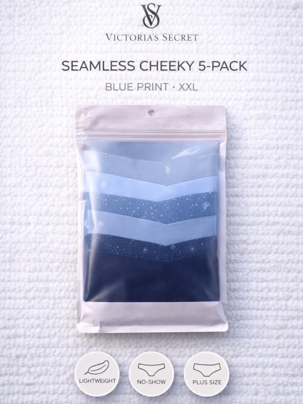 Victoria’s Secret Seamless Cheeky 5-Pack Blue Print XXL NWT